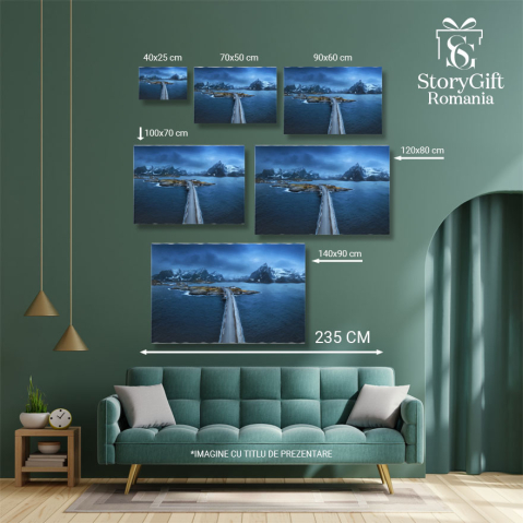 Tablou canvas cu munti, zapada, sosea, insula, nordic, nori, multicolor 40x25CM [4]