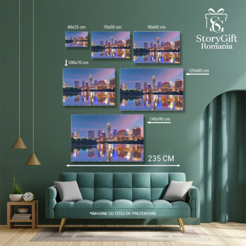 Tablou canvas cu oras, noapte, lac, cer, lumini, urban, multicolor 40x25CM [4]