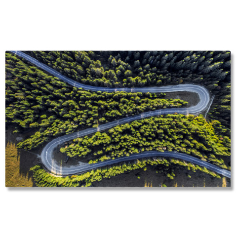 Peisaje cu Drona - Tablou canvas cu padure, sosea, vedere aeriana, drona, copaci, multicolor 40x25CM