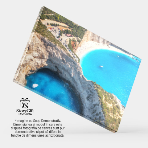 Tablou canvas cu peisaj, mare, plaja, stanci, soare, vara, turism, multicolor 40x25CM [3]