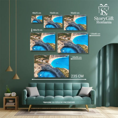 Tablou canvas cu peisaj, mare, plaja, stanci, soare, vara, turism, multicolor 40x25CM [4]