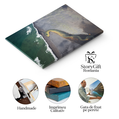 Tablou canvas cu peisaj, mare, rau, plaja, nisip, valuri, natura, multicolor 40x25CM [1]