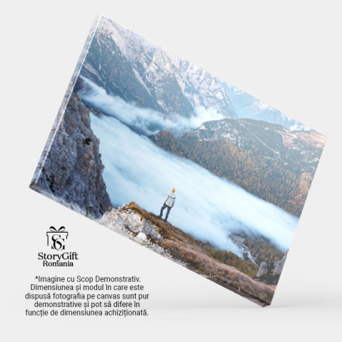 Tablou canvas cu peisaj, munte, stanca, padure, nori, toamna, multicolor 40x25CM [3]