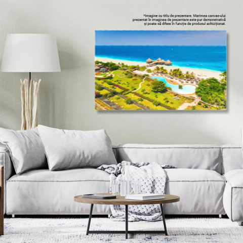 Tablou canvas cu peisaj, ocean, apa, resort, palmieri, plaja, multicolor 40x25CM [2]