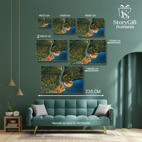 Tablou canvas cu peisaj, rau, toamna, copaci, apa, natura, multicolor 40x25CM [4]