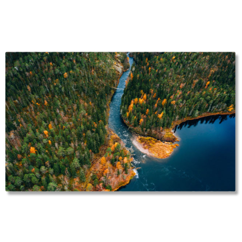 Peisaje cu Drona - Tablou canvas cu peisaj, rau, toamna, copaci, apa, natura, multicolor 40x25CM