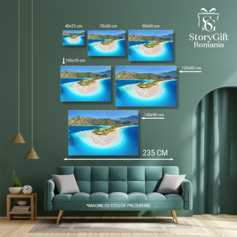 Tablou canvas cu peninsula, munti, mare, palmieri, cer, multicolor 40x25CM [4]