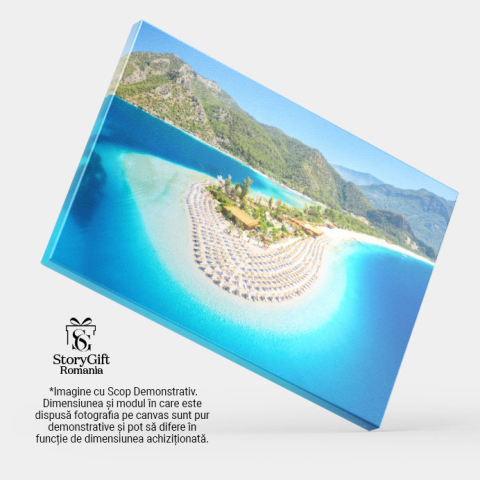 Tablou canvas cu peninsula, munti, mare, palmieri, cer, multicolor 40x25CM [3]