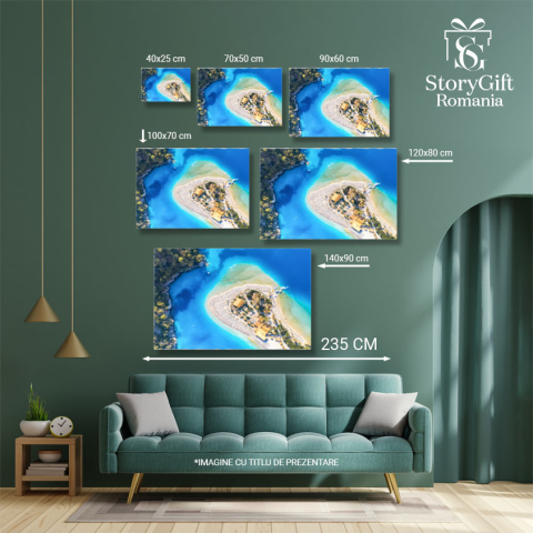 Tablou canvas cu peninsula, plaja, stanci, mare, sezlonguri, multicolor 40x25CM [4]