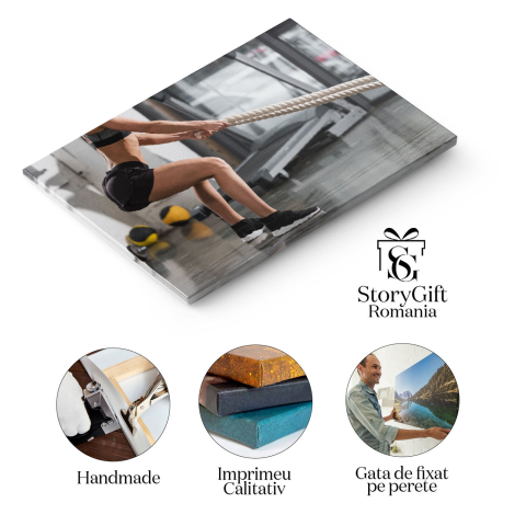 Tablou Canvas cu Piciorul unei Sportive - Sala de Fitness, Putere, Femeie 40x25CM [1]