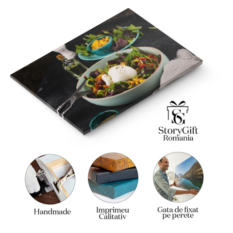 Tablou canvas cu salata, mancare sanatoasa, ou, porumb, multicolor 40x25CM [1]