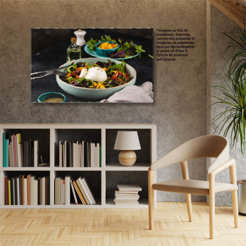 Tablou canvas cu salata, mancare sanatoasa, ou, porumb, multicolor 40x25CM [2]
