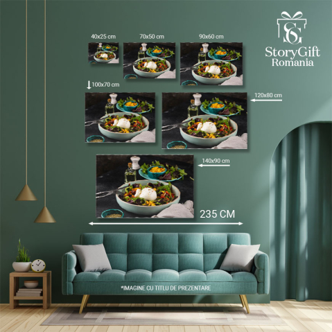 Tablou canvas cu salata, mancare sanatoasa, ou, porumb, multicolor 40x25CM [4]
