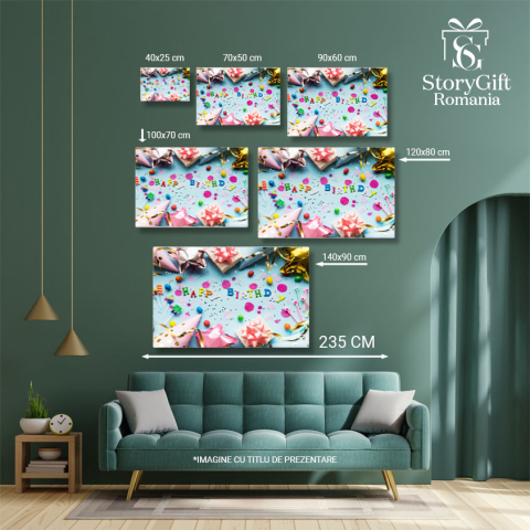 Tablou Canvas cu scrisori si cadouri festive - sarbatoare, decoratiune, bucurie 40x25CM [4]