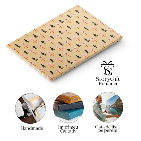 Tablou canvas cu simbol asiatic, japoneza, abstract, arta vectoriala, multicolor 40x25CM [1]