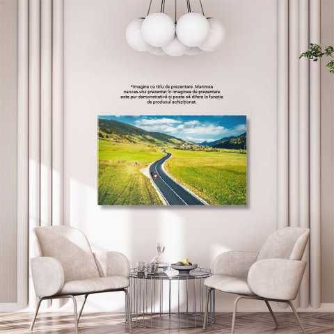 Tablou canvas cu sosea, masina, dealuri, oras, munti, nori, multicolor 40x25CM [2]