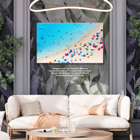 Tablou canvas cu umbrele, plaja, nisip, mare, valuri, vara, multicolor 40x25CM [2]