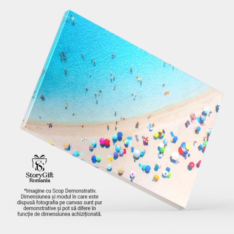 Tablou canvas cu umbrele, plaja, nisip, mare, valuri, vara, multicolor 40x25CM [3]