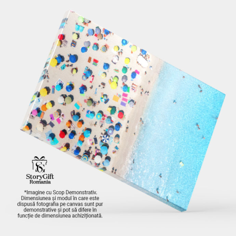 Tablou canvas cu vacanta, plaja, mare, umbrele, colac, drona, vara, multicolor 40x25CM [3]