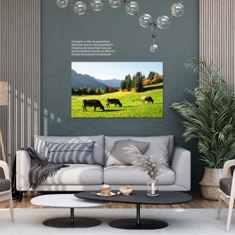 Tablou Canvas cu Vaci in Dolomiti - Peisaj Alpin in Lumina Soarelui 40x25CM [2]