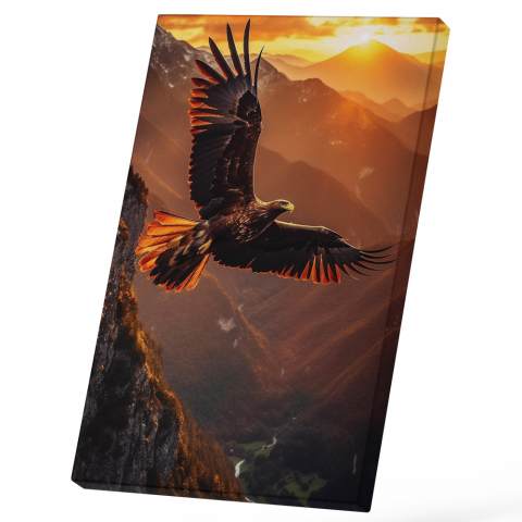 Marimea 40x25CM - Tablou Canvas Cu Vultur In Zbor, Priveliste Zona Montana, Padure, Animal Liber, Iubitorii De Aventura, 25x40 cm, Multicolor