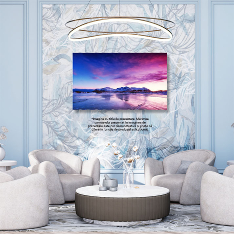 Tablou Canvas Culmea Muntelui si Gheata pe Suprafata Lacului Inghetat, Norvegia, Iarna, Peisaj Montan 3148 40x25CM [2]