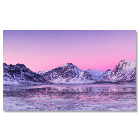 Calea Lactee - Tablou Canvas Culmea Muntelui si Reflectia in Apa Lacului, Norvegia, Gheata, Iarna, Peisaj Montan 3152 40x25CM