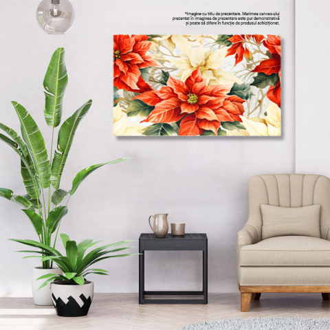 Tablou Canvas: Culori calde într-o pictură cu flori - Roșu și bej pe petalele florilor 40x25CM [2]