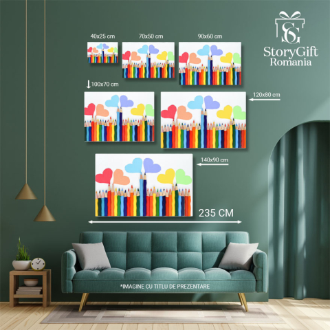 Tablou Canvas: Culori si Creativitate intr-o Pictura Jucausa - Creioane Colorate, Copii, Creatie 40x25CM [4]