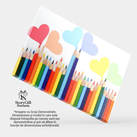 Tablou Canvas: Culori si Creativitate intr-o Pictura Jucausa - Creioane Colorate, Copii, Creatie 40x25CM [3]