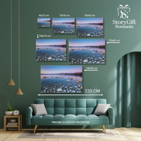 Tablou Canvas Culori si Liniste la Lacul Tekapo in Noua Zeelanda, Albastru, Fara Nimeni, Apus, Destinatie, Idilic 2667 40x25CM [4]