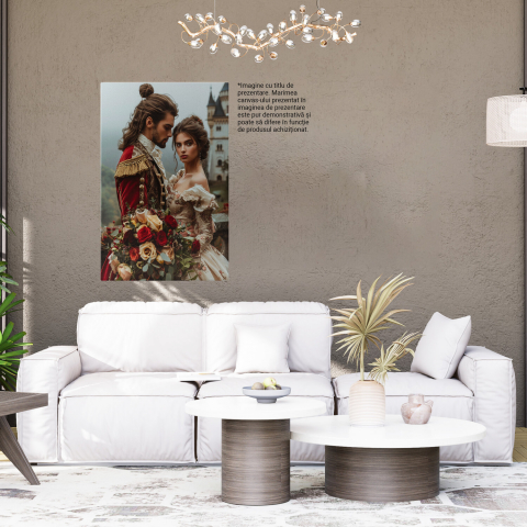 Cuplul Medieval - Fata în Rochie Albă cu Cercei și Prințul Fermecător - Pictură Digitală, Marime 40x25CM [3]