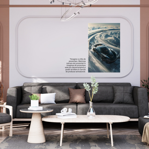 Cursa Mașinii Negre pe Pista de Nori - Cercul Vieții în Viteză, Marime 40x25CM [3]