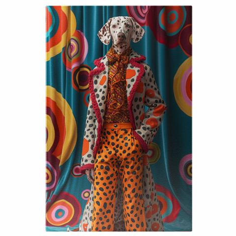 Dandyul Dalmatian - Tablou Canvas cu Rafinament și Stil în Aventură Colorată, Marime 40x25CM