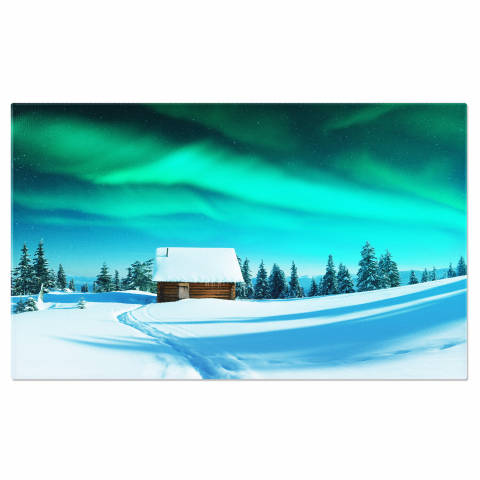 Aurora Boreală - Dansul Luminilor Nordice: Aurora Boreală în Peisaj Iarnă, Marime 40x25CM
