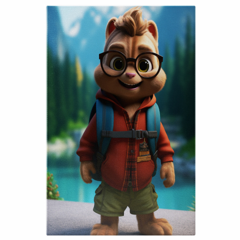 Tablou Canvas - Veveriță Exploratoare în Cadru Montan, Marime 40x25CM