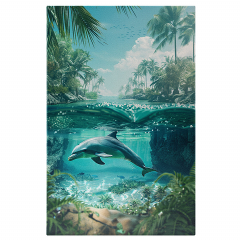 Animale - Delfinul la Tropice - Pictură Digitală, Marime 40x25CM