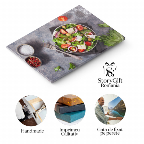 Tablou Canvas Delicii Culinare: Brânzeturi și Cireșe în Culori Vesele, Marime 40x25CM [1]