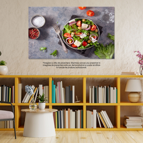 Tablou Canvas Delicii Culinare: Brânzeturi și Cireșe în Culori Vesele, Marime 40x25CM [2]