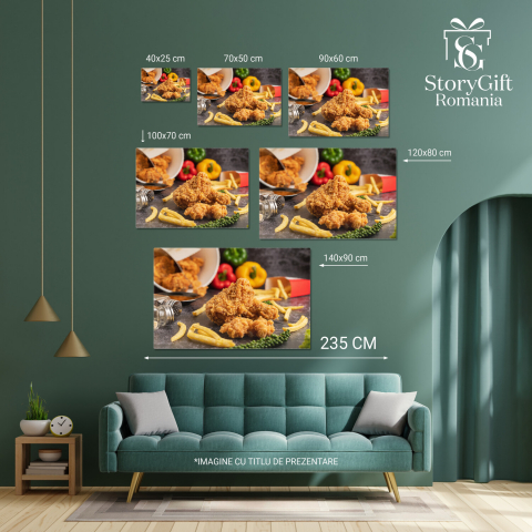 Delicioasa Combinație de Pui Prăjit și Cartofi Pai: Un Festin Vizual, Marime 40x25CM [2]