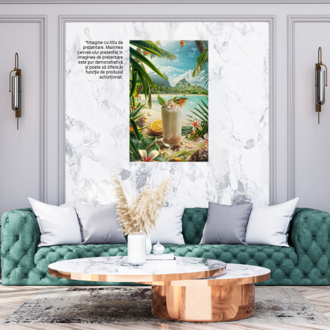 Deliciu Tropical cu Fructe Colorate în Pahar pe Plaja Tropicală, Marime 40x25CM [2]