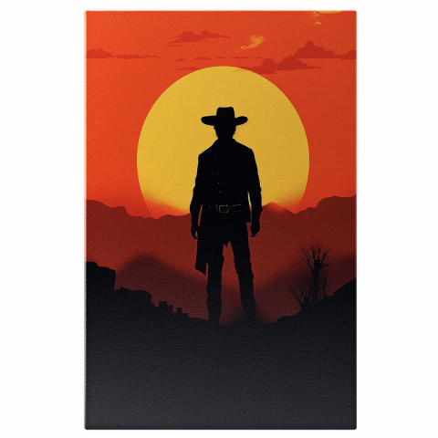 Personaje Desene Animate - Tablou Canvas Cowboy Temut din Vestul Sălbatic | Artă Digitală, Marime 40x25CM