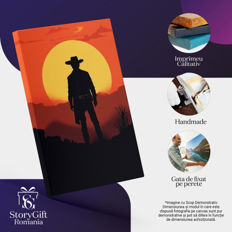 Tablou Canvas Cowboy Temut din Vestul Sălbatic | Artă Digitală, Marime 40x25CM [1]