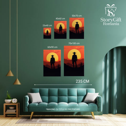 Tablou Canvas Cowboy Temut din Vestul Sălbatic | Artă Digitală, Marime 40x25CM [2]