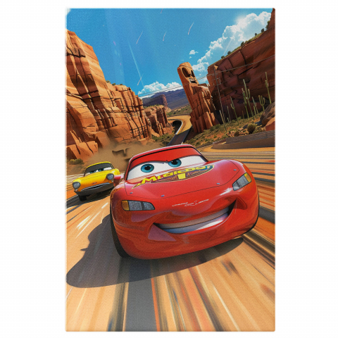 Personaje Desene Animate - Întrecerea Mașinilor din Desene Animate în Deșert - Pictură Digitală, Marime 40x25CM