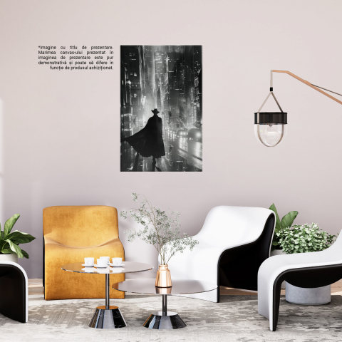 Detectivul din Umbra cu Manta și Pălărie în Orașul Modern Aglomerat, Marime 40x25CM [2]