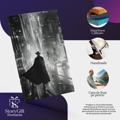 Detectivul din Umbra cu Manta și Pălărie în Orașul Modern Aglomerat, Marime 40x25CM [1]