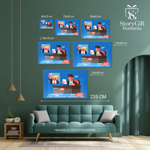 Tablou Canvas Dezbatere Politica intre Presedintele Blond Donald Trump si Presedintele Brunet  140x90CM [2]