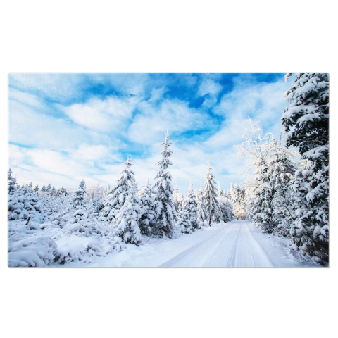 Marimea 120x80CM - Tablou Canvas - Dimineata cu Ceta si Zapada: Peisaj Iarna, Lumina si Farmec in Natura Salbatica 120x80CM