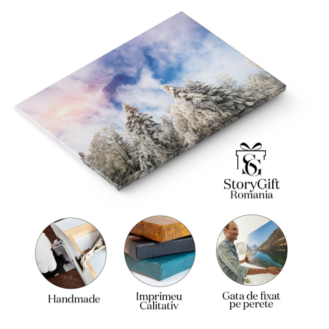 Tablou Canvas - Dimineata cu Ceta si Zapada: Peisaj Iarna, Lumina si Magie in Natura 40x25CM [1]